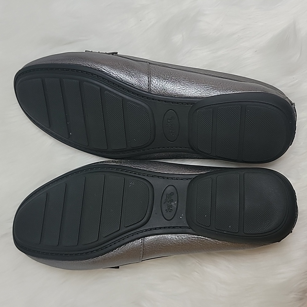 COACH Penny Metallic Gunmetal Pebble Leather Preppy Classic Penny Loafers‎ 9.5 - Picture 6 of 11